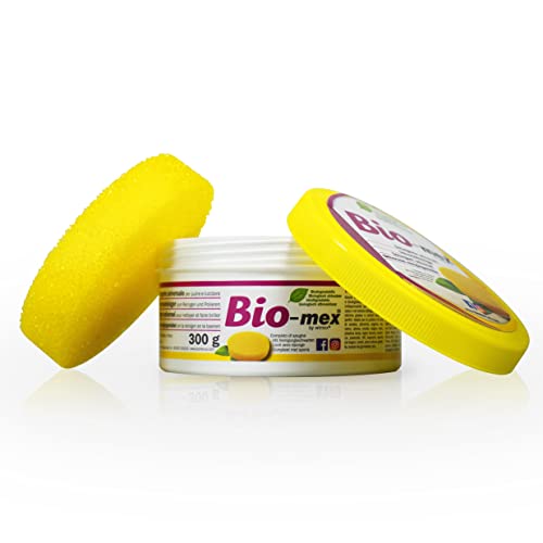 Bio-mex Detergente sólido universal, natural y biodegradable. Formato 300 g, 1 esponja incluida.