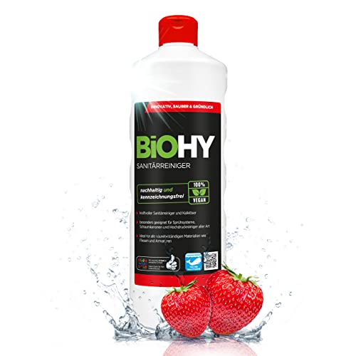 BiOHY Limpiador sanitario (1 botella de 1 litro) | Concentrado de cal para el área sanitaria | Deja un agradable y fresco aroma | EXTRA FUERTE (Sanitärreiniger)