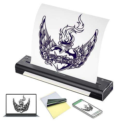 BIOMASER Termocopiadora Tattoo Bluetooth Impresora térmica Máquina de Transferencia de Tatuajes, Impresora Móvil Portátil Tattoo Máquina de Transferencia (Tattoo Printer +15pcs Tattoo Paper)
