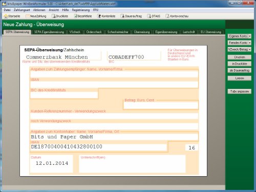 bits&paper Software BP0014 WinBankforlar 5.1 (software para gestión de formularios bancarios), también para transferencias SEPA, cheques de cuentas SEPA y otros formularios bancarios