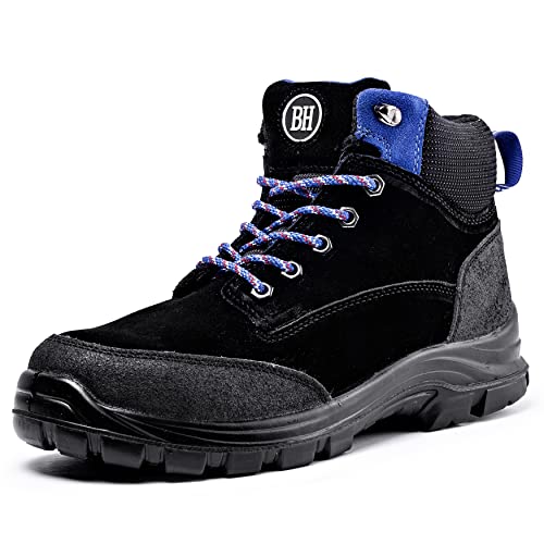 BLACK HAMMER Botas de Seguridad para Hombre con Puntera de Acero S3 SRC Calzado de Trabajo con Tobillo de Ante 7701 (44 EU)