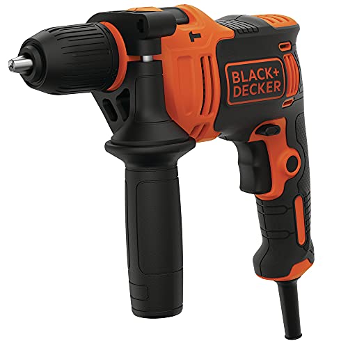 BLACK+DECKER BEH710 Taladro percutor con Cable 710W Portabrocas 13mm Velocidad variable Incluye 4 Brocas