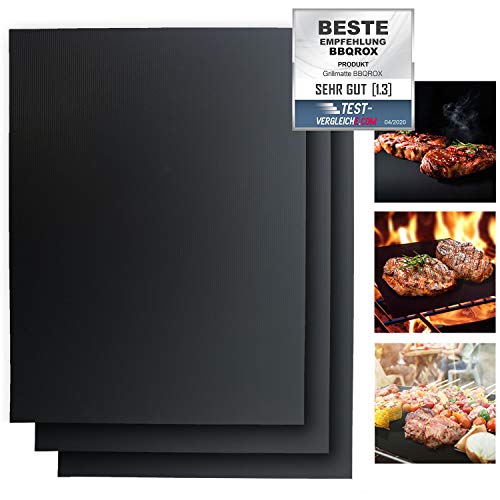 Blackrox - Juego de 3 esterillas para Barbacoa, antiadherentes, Reutilizables, sin PFOA, para barbacoas de carbón Vegetal, barbacoas de Gas o Parrillas eléctricas, de Gas y de Estilo webe 40 x 33 cm