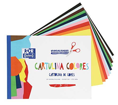 Bloc de Cartulinas de Colores Oxford 10 Hojas en 10 colores surtidos encoladas. Cartulina de 170gr.