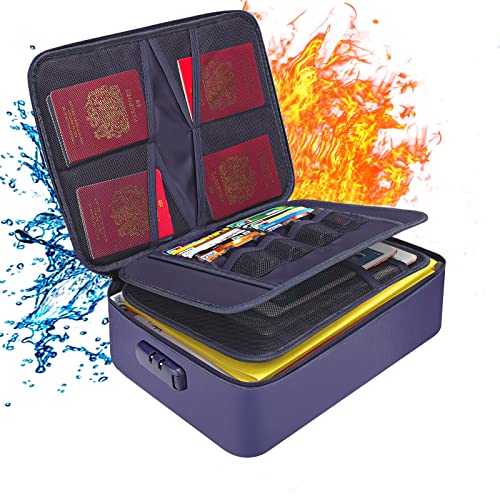 Bolsa ignífuga de 3 capas con llave de contraseña para guardar certificados, pasaportes, tarjetas, contratos, libros de negocios, documentos jurídicos, memorias