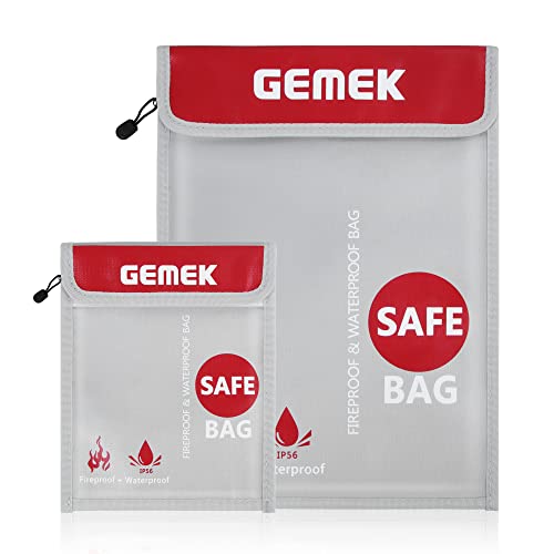 Bolsa impermeable ignífuga para documentos 2 Pack,GEMEK Bolsa organizadora resistente al fuego y al agua para documentos A4 A5,archivos,dinero en efectivo,joyas,tabletas,ordenadores portátiles