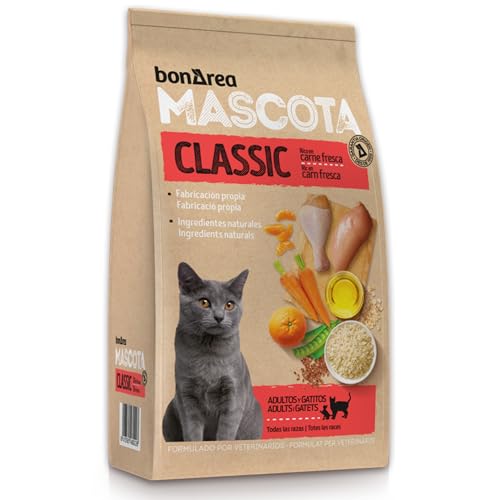 BonÀrea - Pienso para Gatos Junior y Adultos 10KG - Hecho con Carne Fresca de Pollo- Contiene Ingredientes Naturales-Alimento Completo y Equlibrado-Fabricado en España - Classic