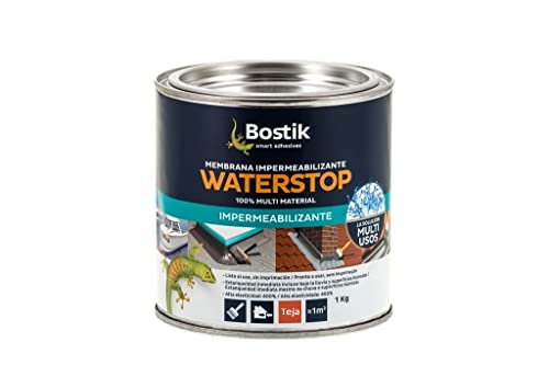 Bostik, Membrana Impermeabilizante de Alta Resistencia, Sellado, Adhesivo, Relleno, Infiltraciones, Grietas en Todo tipo de Materiales, Sin Imprimación, Waterstop, Teja, Bote de 1 kg