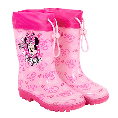 Botas de Agua Niña Minnie Mouse Rosa Fucsia - Calzados de Lluvia Niñas Disney Minni con Suela Antideslizante - Botas Impermeables Rosa Fucsia Cierre con Cordón Material PVC (Rosa y Fucsia, numeric_24)