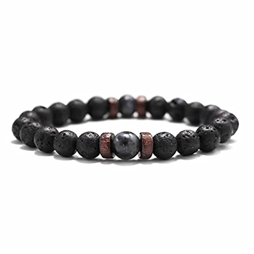 Branets - Pulsera de piedra volcánica para hombre o mujer, aromaterapia, difusor de aceites esenciales para calmar la ansiedad