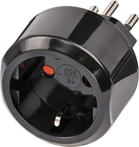 Brennenstuhl adaptador de enchufe de viaje para Suiza / conector de tierra al enchufe suiza o euro (para enchufar dispositivos eléctricos con conector a tierra en Suiza) negro Brennenstuhl adaptador de enchufe de viaje para Suiza / conector de tierra al enchufe suiza o euro (para enchufar dispositivos eléctricos con conector a tierra en Suiza) negro