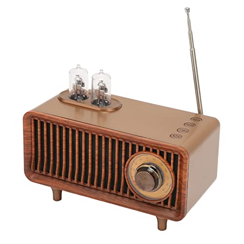 BTER Altavoz Bluetooth Retro, Tarjeta de Memoria Estéreo Inalámbrica Portátil U Disk AUX Altavoz de Radio Vintage con Luz LED, Tecnología de Sonido DSP Radio Bluetooth 5.0 de Madera para PC(Madera)