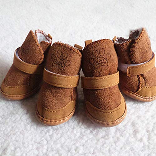 BXGZXYQ Zapatos para Perros Botas De Nieve para Mascotas Perro Chihuahua Cordero Cachemir Zapatos De Algodón para Perros Zapatos para Mascotas (Color : Coffee, Size : 1)