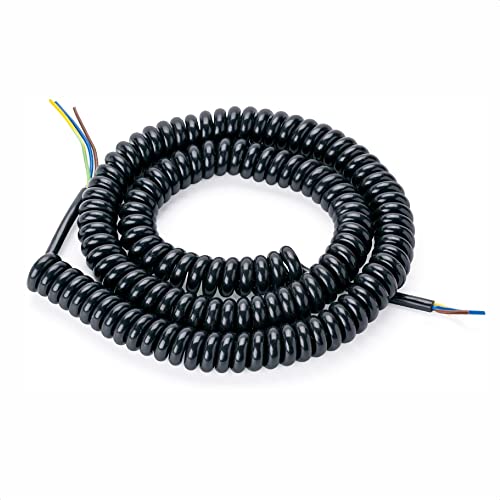 Cable en espiral de 3 conductores, cable eléctrico de luz (negro)