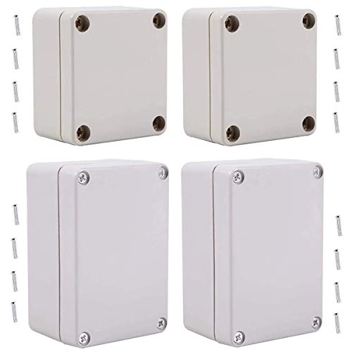 Caja de conexiones a prueba de agua,Fiyuer 4 pcs caja derivación estanca de plástico blanco ip65 empalmes exterior recinto de la prenda impermeable junction box(65 * 58 * 35mm,100 * 68 * 50mm)