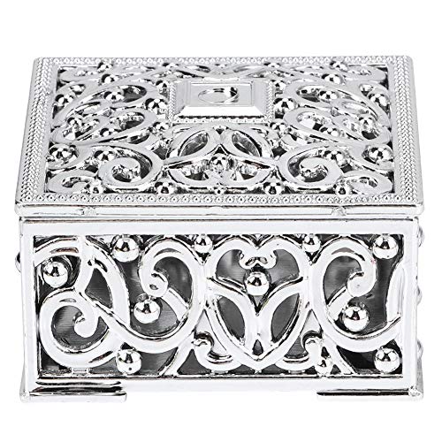 Caja de dulces de boda, contenedor cuadrado de dulces estilo europeo para guardar llaves de joyería y otros artículos pequeños para sostener dulces y chocolates(Plata)