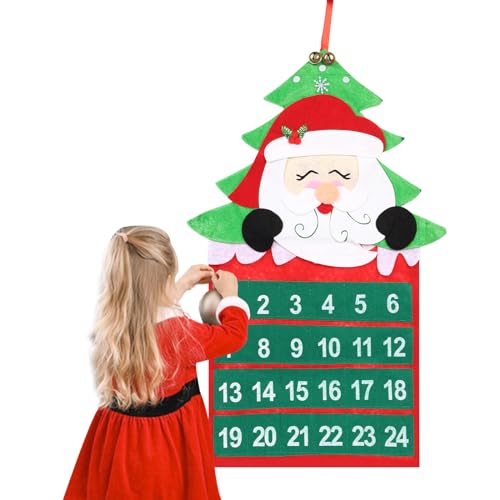 Calendario de Adviento para Navidad, decoración de Navidad, calendario de Adviento de fieltro Santa con bolsillos de 24 días, se puede decorar libremente, calendario de Navidad, decoración de Navidad,