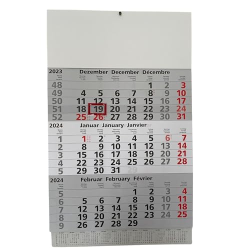 Calendario de pared 2022, grande, 3 meses, sin publicidad con pestaña de fecha, calendario de oficina