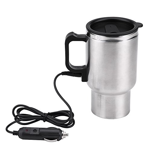 Calentador de Agua de Coche, 12V, Haofy 450 ml Hervidor de Viaje de Acero Inoxidable, Taza de Calefacción para Mantener Caliente el Agua, Café o Té a 65 ° C, con Encendedor de Cigarrillos