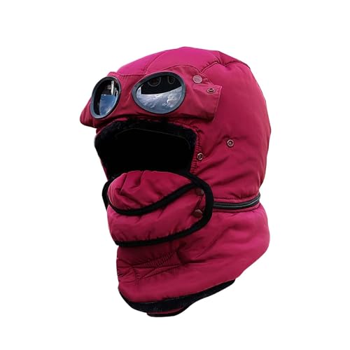 Calor de 360 ° en invierno Gorro de invierno con protector de cuello Gorro térmico para exteriores con algodón y aislamiento grueso Gorro a de viento para el frío Precio De Tubos De (Red, One Size)