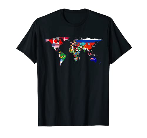 Camiseta Atlas con la bandera del país del mapa del mundo internacional Camiseta