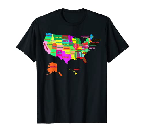 Camiseta con el nombre de los Estados Unidos Map Camiseta