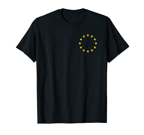 Camiseta de la UE con logotipo en el pecho, bandera de la Unión Europea, estrellas, azul y amarillo Camiseta