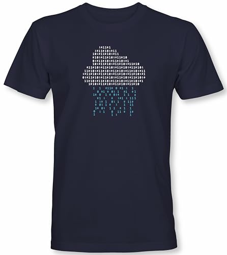 Camiseta de programación para hombre: nube, código binario de doble código, camisetas informáticas, para hombre, regalo para ordenador, PC, camiseta nerd, gamer, administrador, camiseta, azul marino,