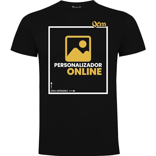 Camiseta Personalizada Hombre · Manga Corta · 100% Algodón · Impresión Directa (DTG) Impresión (Negro, L)