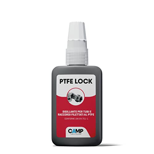 CAMP Ptfe Lock - Sellador profesional aditivo al Ptfe para tuberías y accesorios roscados, para sistemas de aire, gas, agua, aceites, color blanco, 50 ml