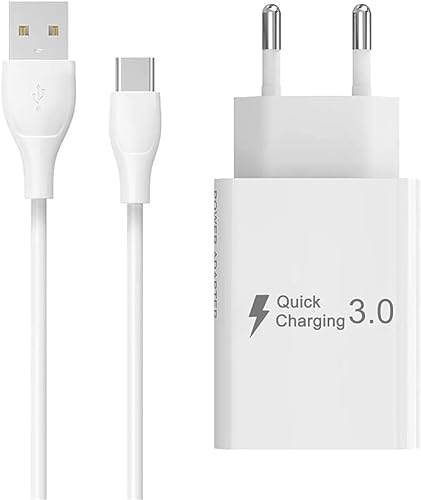 Cargador Carga Rapida Tipo C para Xiaomi Redmi Poco X3 Note 8 10 Pro A2 9T 9S 9 11 12 M4 F3 11i 10S X4 11T 10T, Cargadors Rapido Universal Movil QC 3.0 con USB C Cable de Carga