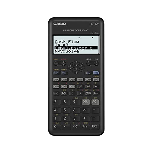 Casio FC-100V-2 Calculadora Financiera, 16,2 x 7,7 x 1,4 cm, Negro