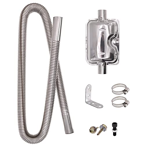 Casoter 120cm Juego de Tubos de Escape de Acero Inoxidable, Silenciador de Tubo Flexible de Cola de Gas Diesel Manguera de Escape de Gas para Calentadores de Aire Diesel, Kit de Calentador,