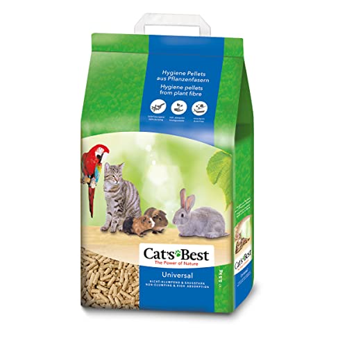 Cat's Best Arena para Gatos Universal 7L, Arena para Pájaros, Conejos Biodegradable Sin Polvo, Lecho para Gatos Ecológico de Fibra Vegetal, 5.5 kg