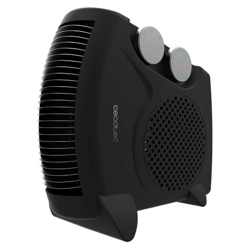 Cecotec Calefactor Eléctrico Bajo Consumo ReadyWarm 2000 Max Dual Black. Termoventilador de 2000W, 3 Modos, Termostato Regulable, Seguridad Sobrecalentamiento, Área de Cobertura 20m2