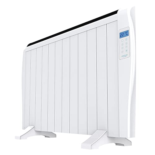 Cecotec Radiador Eléctrico Bajo Consumo Ready Warm 2500 Thermal. 12 Elementos, 1800W, De pared o pie, 3 Modos, Temporizador, Mando a Distancia, Pantalla, Blanco