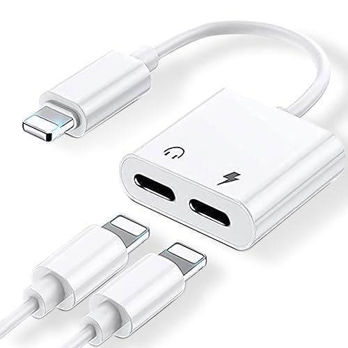 [Certificado Apple MFi] Adaptador de Auriculares para iPhone Dual Lightning Jack Aux Cable Audio Accesorios para Auriculares Separador Compatible con iPhone 12/11/X/XR/7/8/7P Soporte de Todos los iOS