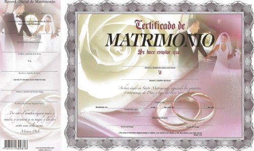 Certificado de Matrimonio Rosa - Paquete 12