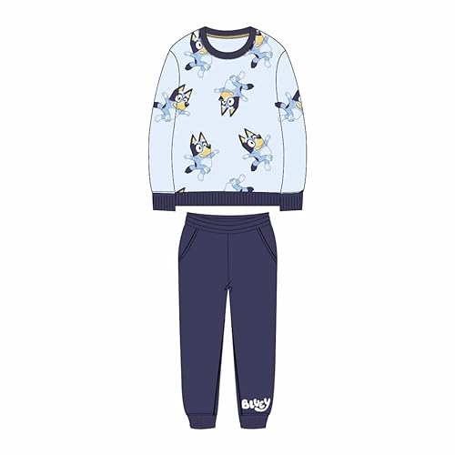 Chándal de Bluey - Conjunto Completo de 2 Piezas - Talla 6 Años - Elaborado con Algodón y Poliéster - Color Azul - Camiseta de Manga Larga Incluida - Producto Original Diseñado en España