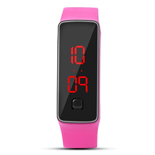 Changor Reloj de pulsera electrónico, cronometraje preciso, modo de ahorro de energía, muestra la hora y el calendario, reloj digital para viajes a clase (rosa)