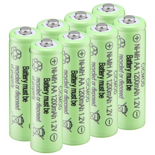 CICMOD Pilas AA Recargables, 8 Piezas 1.2V 1200mAh NiMH Batería Recargables para Equipos Domésticos Luces solares de jardín Exteriores