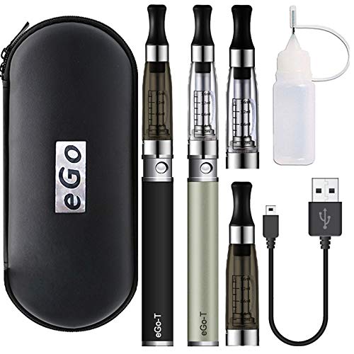 Cigarrillo Electronicos de Vapor sin Nicotina, Ovuul EGO-T CE4 Kit Completo Doble Vepe Pen 1100mAh E-cigarrillo Vaporizador Batería Recargabla con 1.6ml CE4 Atomizador Clearomizer Vaper