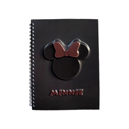 Cikol Cuaderno diario de Minnie Mouse A5, Bloc de notas para proyectos, bonita cubierta 3D, diseño de planificación de proyectos, suministros para notas de estudio