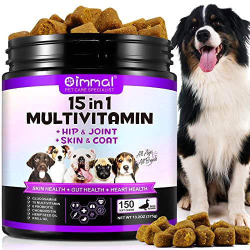 Cjztp Multivitaminas Vitaminas Complemento para Perros, 15 Minerales y vitaminas para Todos Perros 150 Comprimidos, Sabor Pato