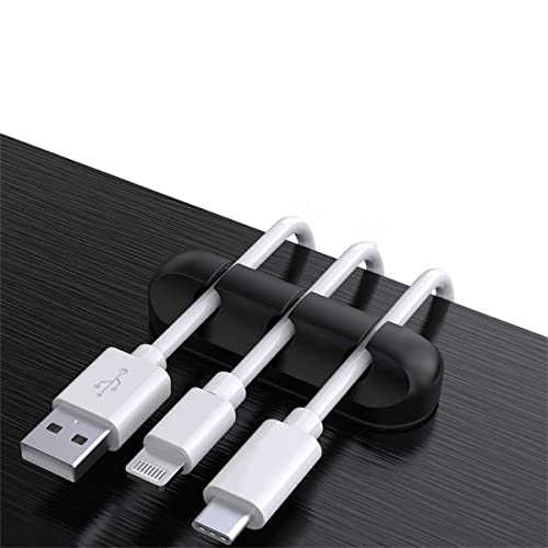 Clips de soporte de cable con 3 agujeros, sistema de gestión de cables de soporte de cable autoadhesivo negro para escritorio, kits de gestión de cables de cargador para mesita de noche de oficina en