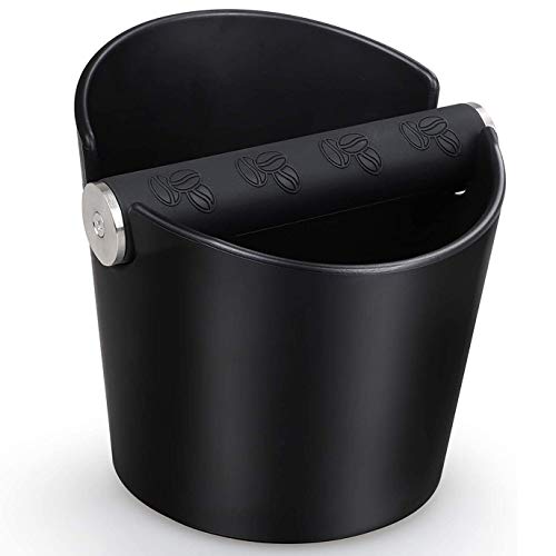 Coffee Knock Box Cajon para Posos de Cafe Barista - Caja Absorbente de Golpes con Barra de Metal Extraíble y Base Antideslizante (Redonda)