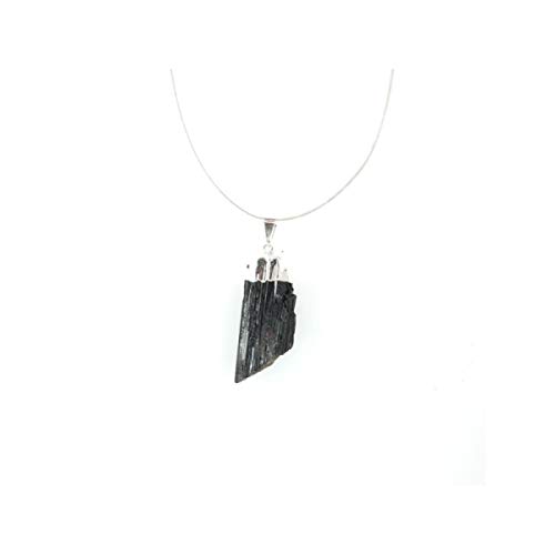 Colgante de Turmalina Negra en Bruto 2 - Baño de Plata Minerales y Cristales, Belleza energética, Meditacion, Amuletos Espirituales