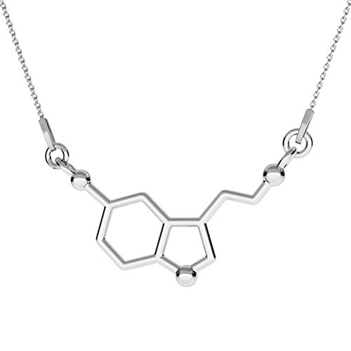 Colgante Mujer Plata 925 con Colgante Molécula de Serotonina - Joyas de Mujer - elegante y moderno Collar Mujer - Incluida Caja Regalo - Atemporal Collares Mujer