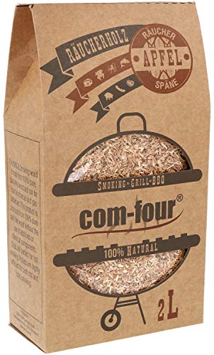 com-four® 500 g Bonificación de Chips para Fumar Madera de Manzana - 100% Natural - para ahumadores, Pelotas, pedestales y Parrillas a Gas