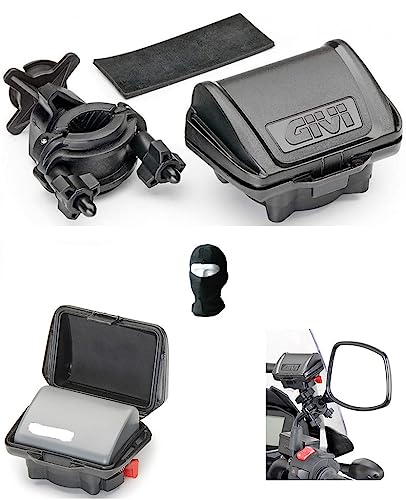 Compatible con Derbi S604 Givi S604 Funda universal para dispositivos de pago, peaje automático europeo + kit de fijación en manillares, travesaños y espejos